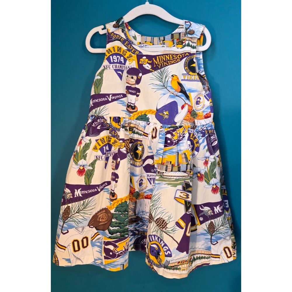 Rare Minnesota Vikings Toddler Dress Size 5 Handmade Reyn Spooner Fabric NFL